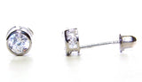 14 KT White gold Baby CZ's screw back earrings