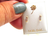 14 KT Children's Baguette gold screw back earrings