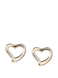 14 KT Genuine Gold open heart earrings gel backs