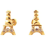 Eiffel tower post stud 14 KT gold children's earrings 