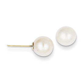 14 KT Pearl all gold post 8mm and clutch back