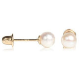 14 KT Children's Pearl 4mm. Screw Back earring