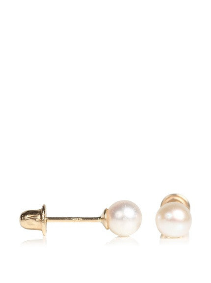 14 KT Baby pearl 3mm. screw back earrings