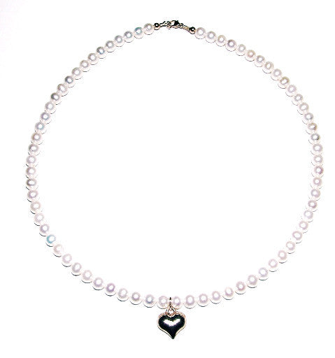 14 KT Children's pearl heart necklace 14 inch