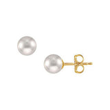 14 KT Genuine Freshwater pearl 7mm. stud post earrings