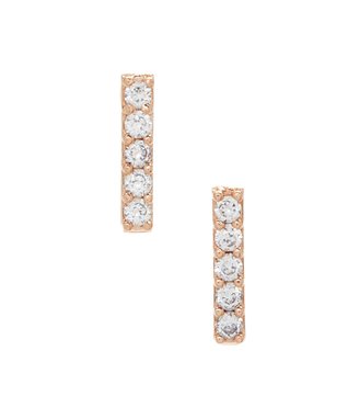 14 KT Bar stud CZ earrings yellow gold