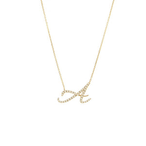 14 KT Script Diamond Initial Necklace