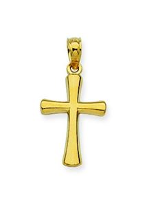 14 KT Children's Gold cross beveled edge pendant