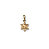 14 KT Star of David Pendant with Zion in Hebrew in the center of the star.  Pendant comes with either 13 inch or 16 inch chain.  Boxed. 