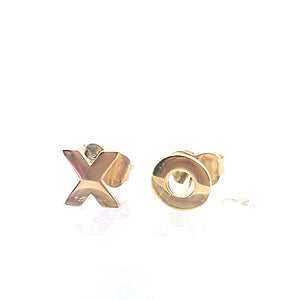 14KT Girl's XO post clutch back Earrings