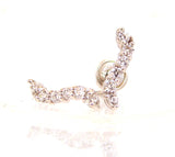 14KT Baby Wave CZ. white gold screw back earrings