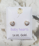 14 KT Pave CZ heart screw back earrings