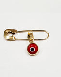 14 KT Safety Pin with eye charm