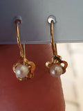 14 KT Children's pearl flower earrings