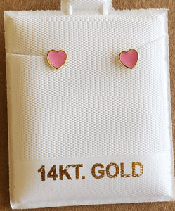 14 KT Enamel Heart Screw back earrings