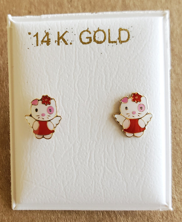 14 KT Children's Authentic Hello Kitty screw back earrings