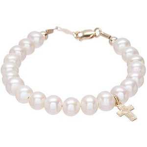 Pearl 14KT gold christening bracelet