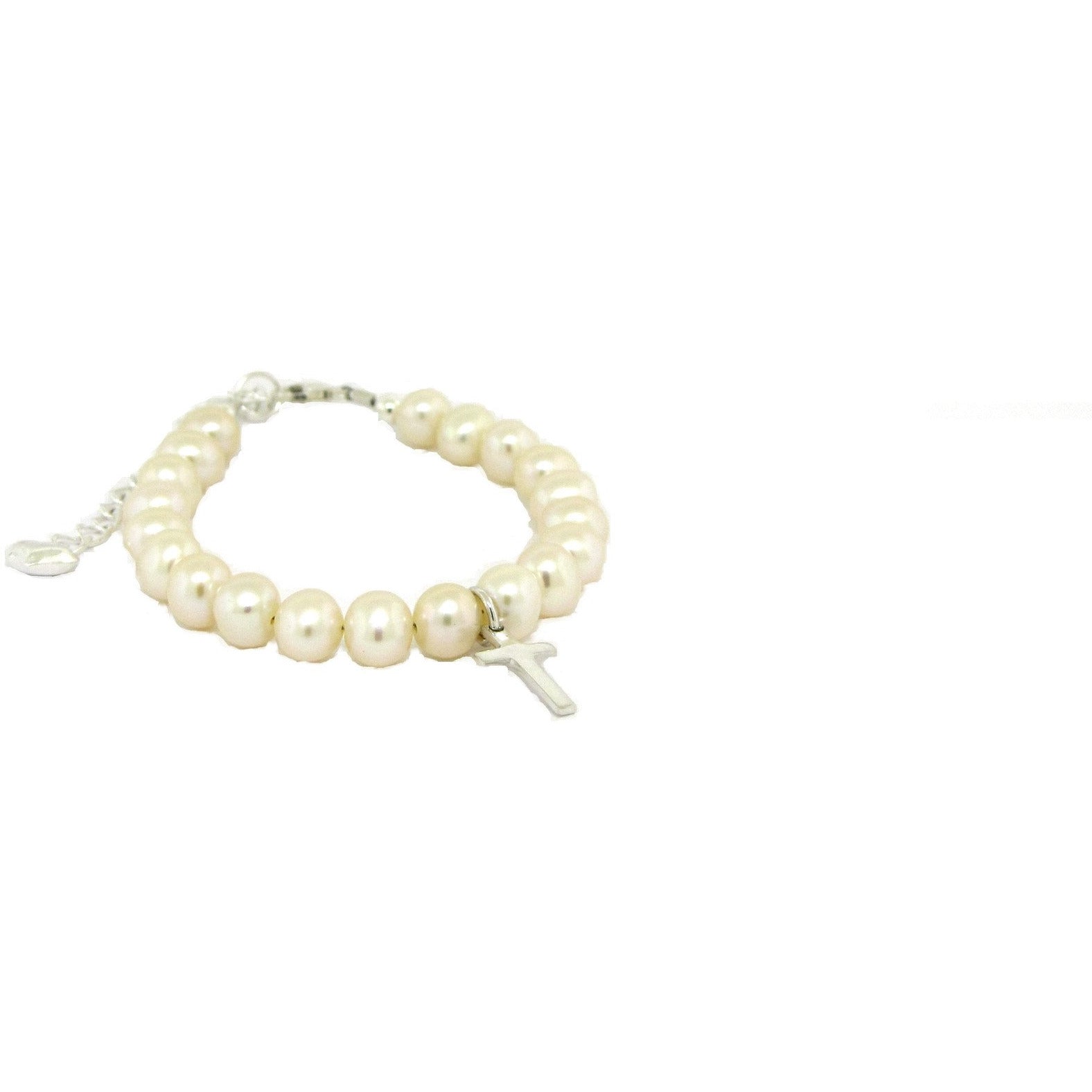 Pearl cross bracelet with extender deluxe quality