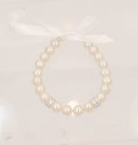 Children's Pearl bracelet genuine CZ. sterling silver roundels