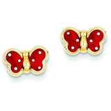 14 KT Baby Butterfly polka dots screw back earrings
