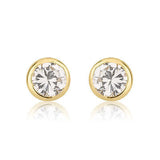 Girls first round cz. screw back earrings