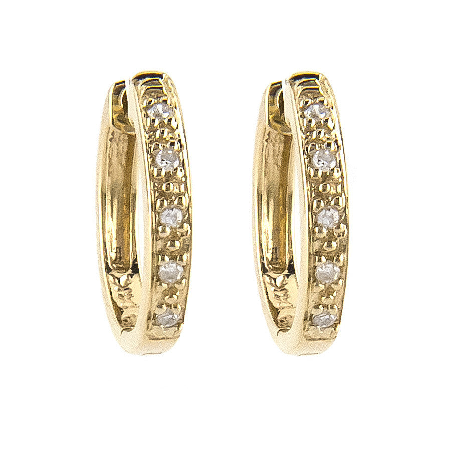 14 KT Small Diamond Hoop earrings