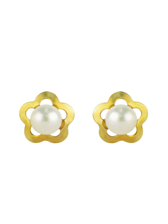 14 KT Baby pearl flower screw back earrings