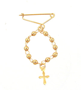 Gold filled rosary cross diaper pin