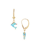 14 KT Gold Plated Silver Children's dolphin dangle earrings