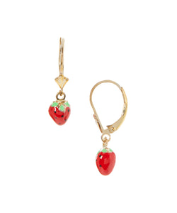 14 KT GP Children's Strawberry dangle back earrings