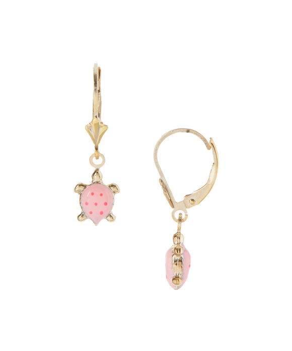 pink+turtle+dangle+earrings