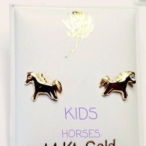 14 KT Horses Screw Back Earrings