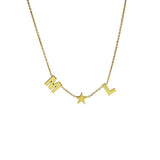 2 Letter Squad Necklace with Star 14KT gold 6mm. small letters