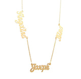 Script multi name necklace 14KT gold