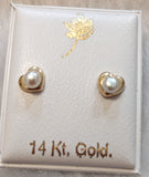 14 KT Baby Heart pearl Screw Back earrings