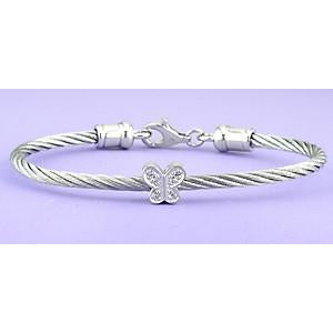 Children's Bangle Butterfly with diamond accent 5.5 inches