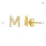 14 KT Diamond Letter earrings