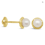 14 KT Baby Pearl cut trim Screw Back Earrings