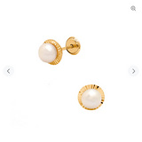 14 KT Baby Pearl cut trim Screw Back Earrings