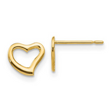 14 KT Children's Open Heart Post gel back earrings