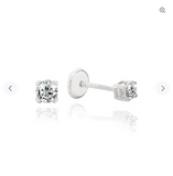 14 KT Child's Four Prong CZ screw back earrings