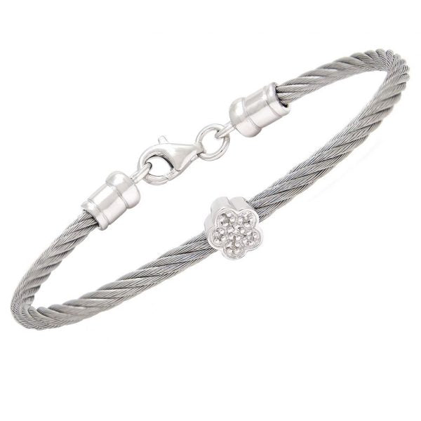 Stainless Diamond flower infant bangle