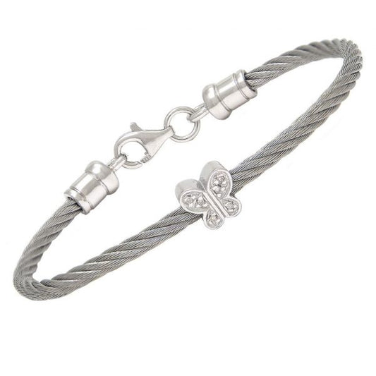 Stainless Infant Diamond Butterfly Bangle