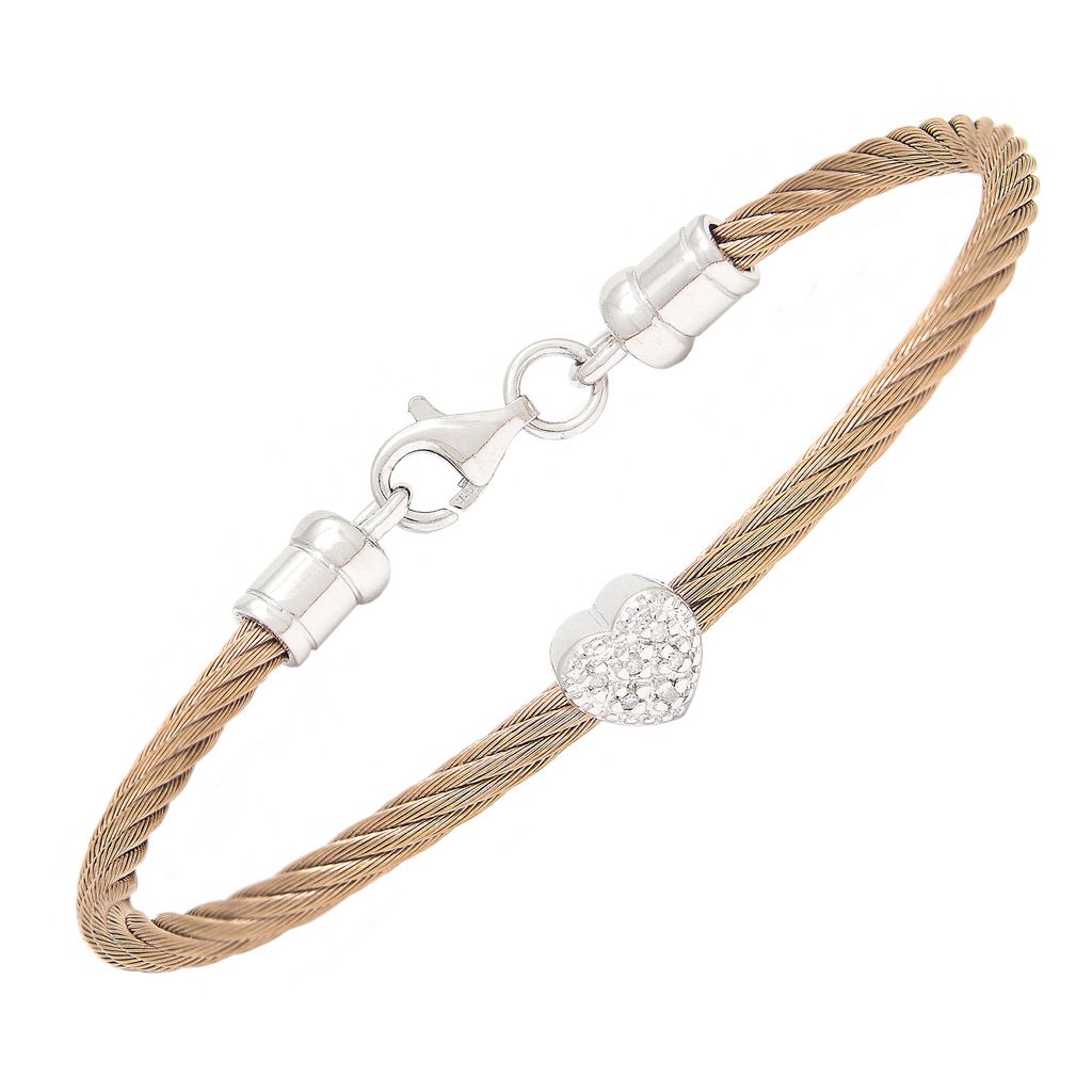 Stainless Infant Diamond Heart Bangle