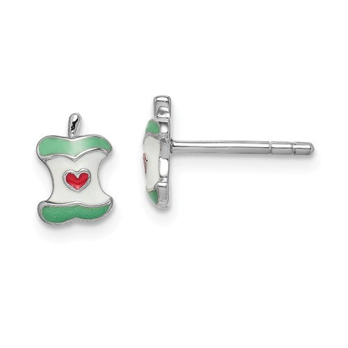 Silver Apple children's stud earrings