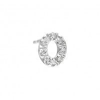 Silver Diamond number earrings singles "0"