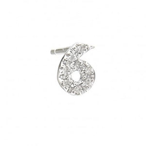 Diamond number earrings singles "6"