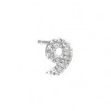 Sterling Diamond number earrings singles "9"