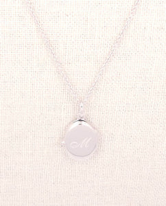 Sterling Silver Oval Locket Engraved Script Initial