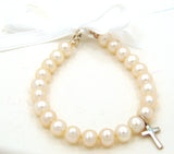 Pearl Bracelet with sterling silver cross